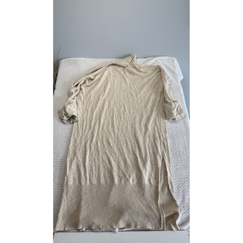 FP Beach Free People Cotton Linen Turtleneck Midi Dress Oatmeal Beige Small
